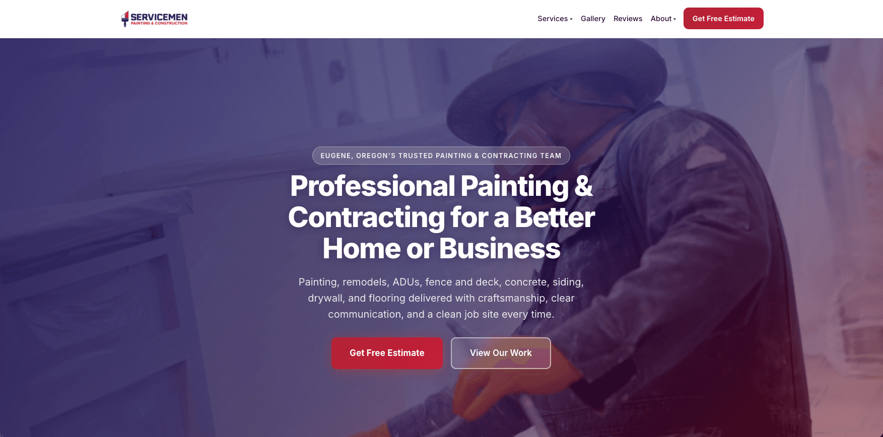 Full-width preview of Servicemen Painting & Construction